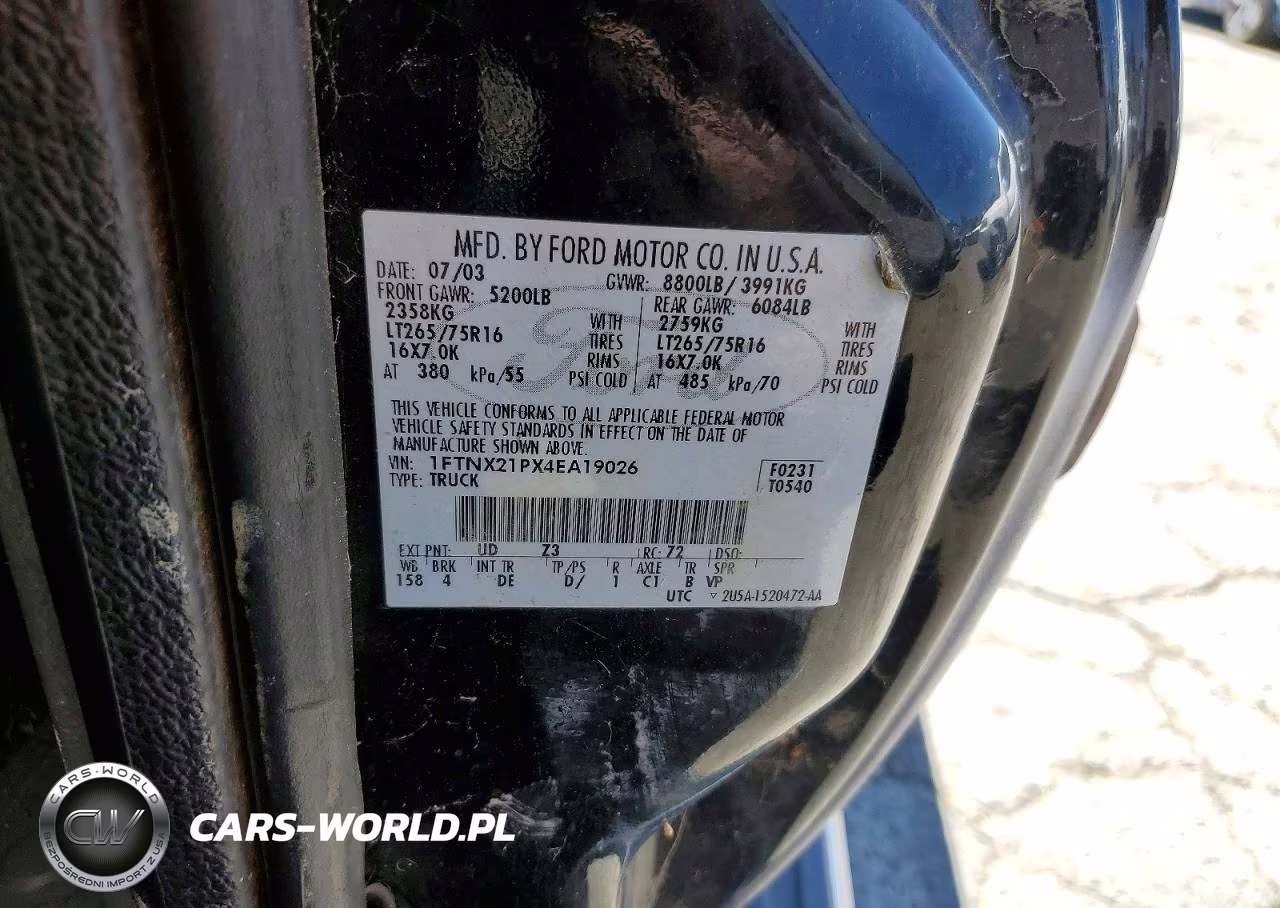 2004 Ford F250 Super Duty VIN:1FTNX21PX4EA19026 - 12
