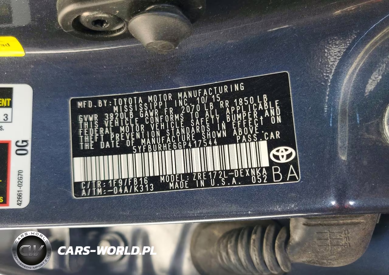 2016 Toyota Corolla Le Plus VIN:5YFBURHE6GP417544 - 12