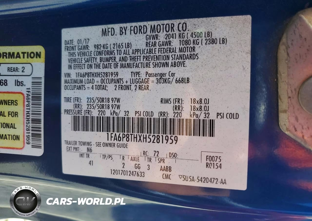 2017 Ford Mustang VIN:1FA6P8THXH5281959 - 12