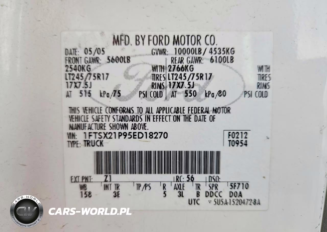 2005 Ford F250 Super Duty VIN:1FTSX21P95ED18270 - 12