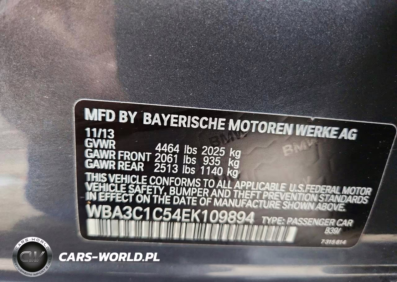 2014 BMW 328 I Sulev VIN:WBA3C1C54EK109894 - 12