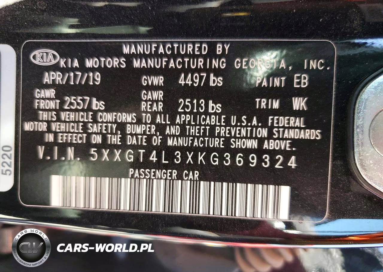 2019 Kia Optima Lx VIN:5XXGT4L3XKG369324 - 12
