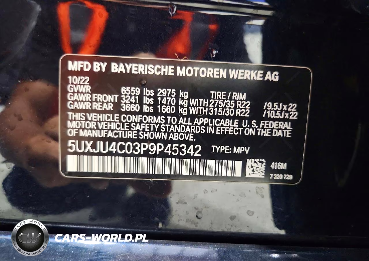 2023 BMW X5 M50I VIN:5UXJU4C03P9P45342 - 14