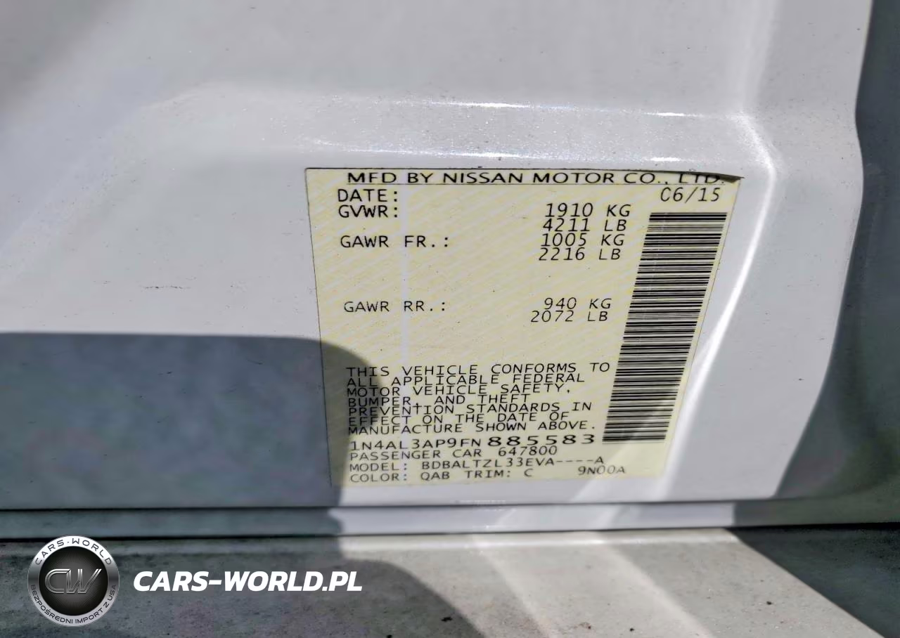 2015 Nissan Altima 2.5 Sl VIN:1N4AL3AP9FN885583 - 12