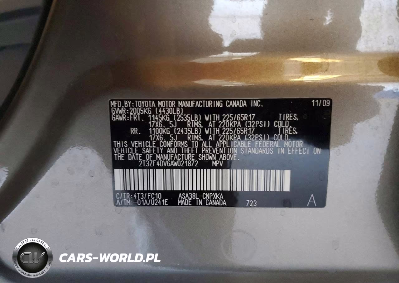 2010 Toyota Rav4 Base VIN:2T3ZF4DV6AW021872 - 13