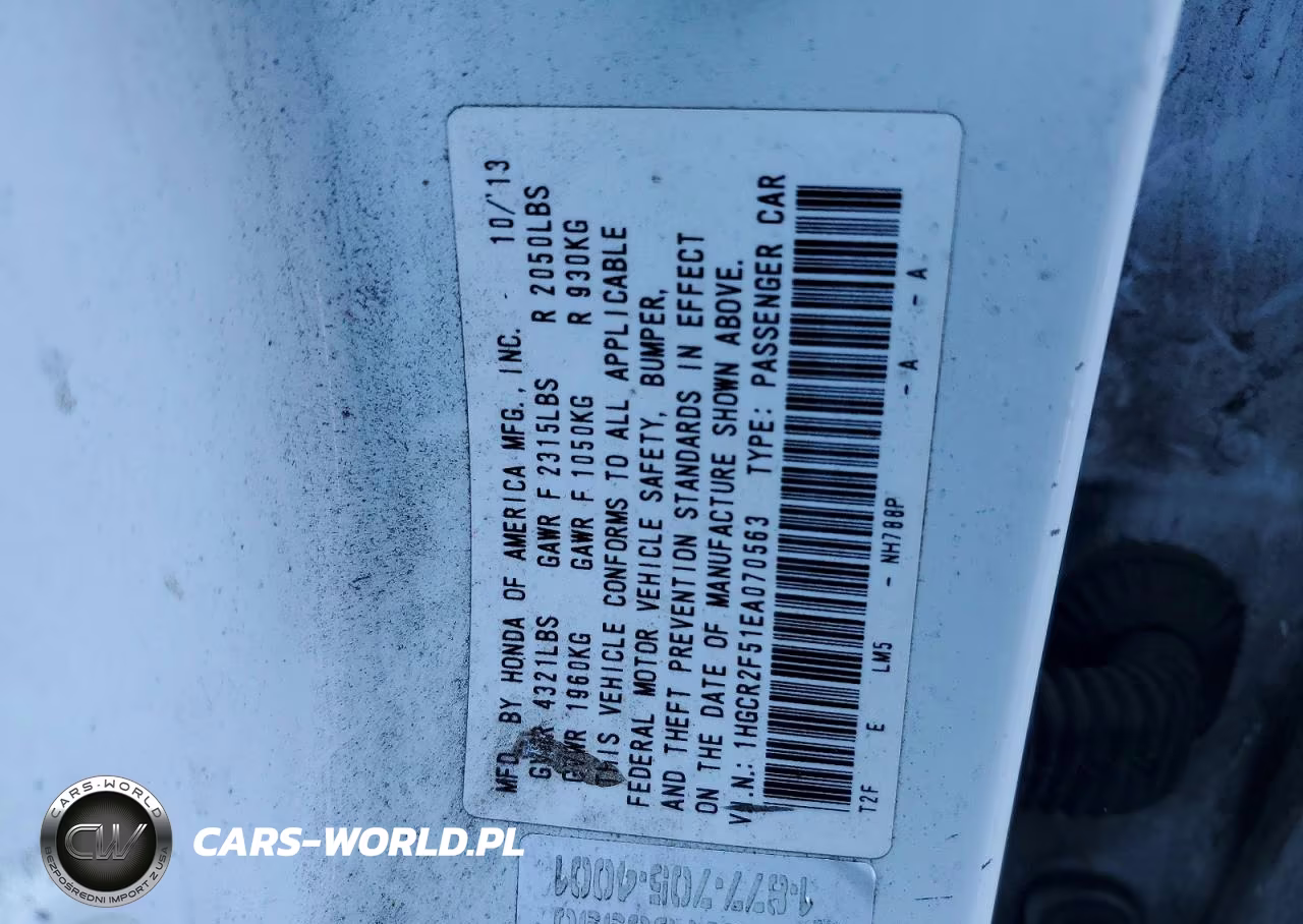 2014 Honda Accord Sport VIN:1HGCR2F51EA070563 - 12