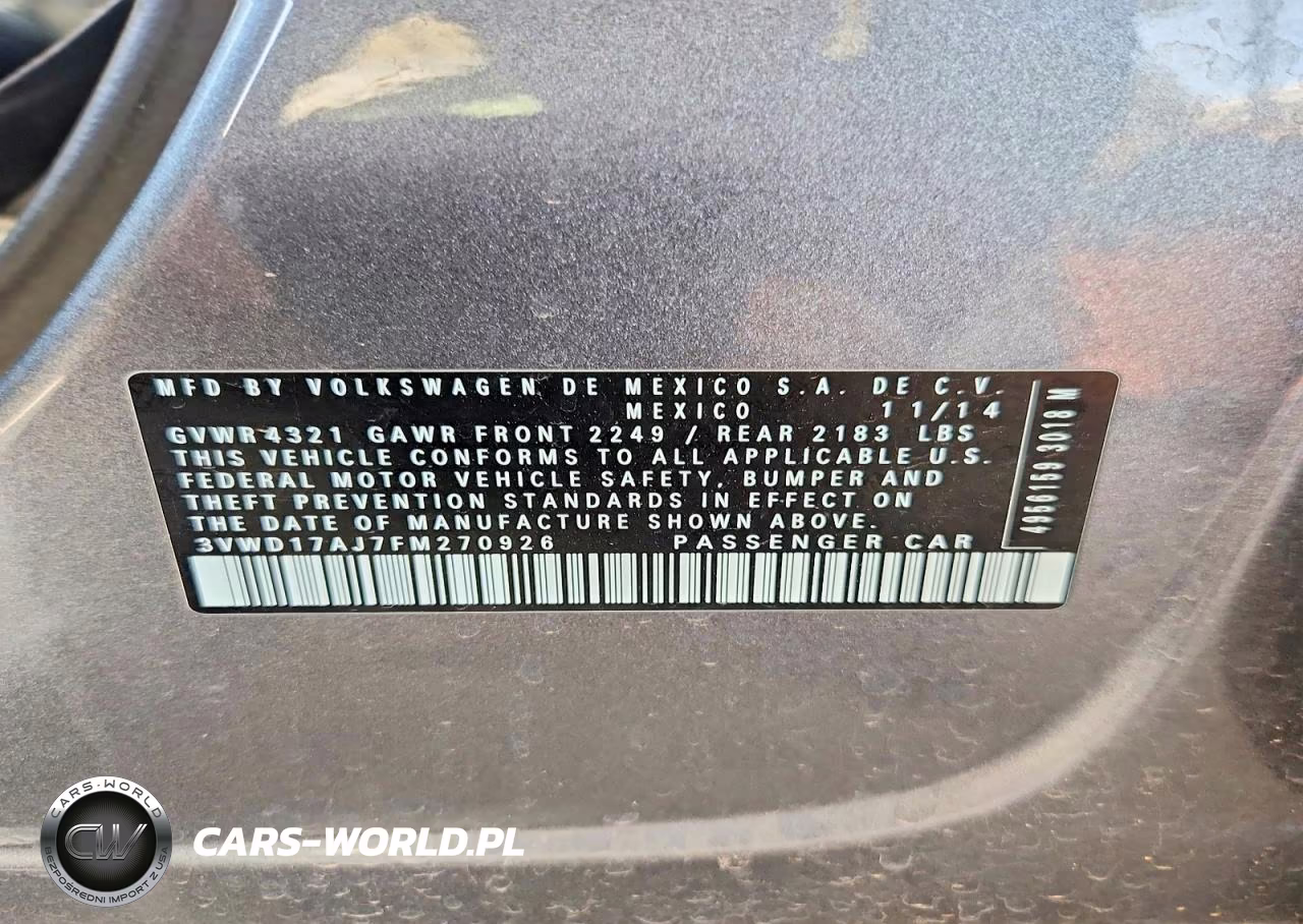 2015 Volkswagen Jetta Se VIN:3VWD17AJ7FM270926 - 12