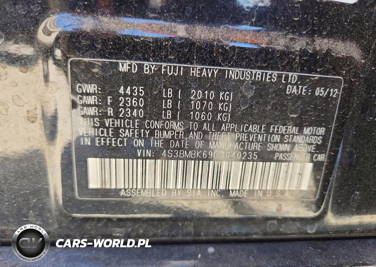 2012 Subaru Legacy 2.5I Limited VIN:4S3BMBK69C3040235 - 13