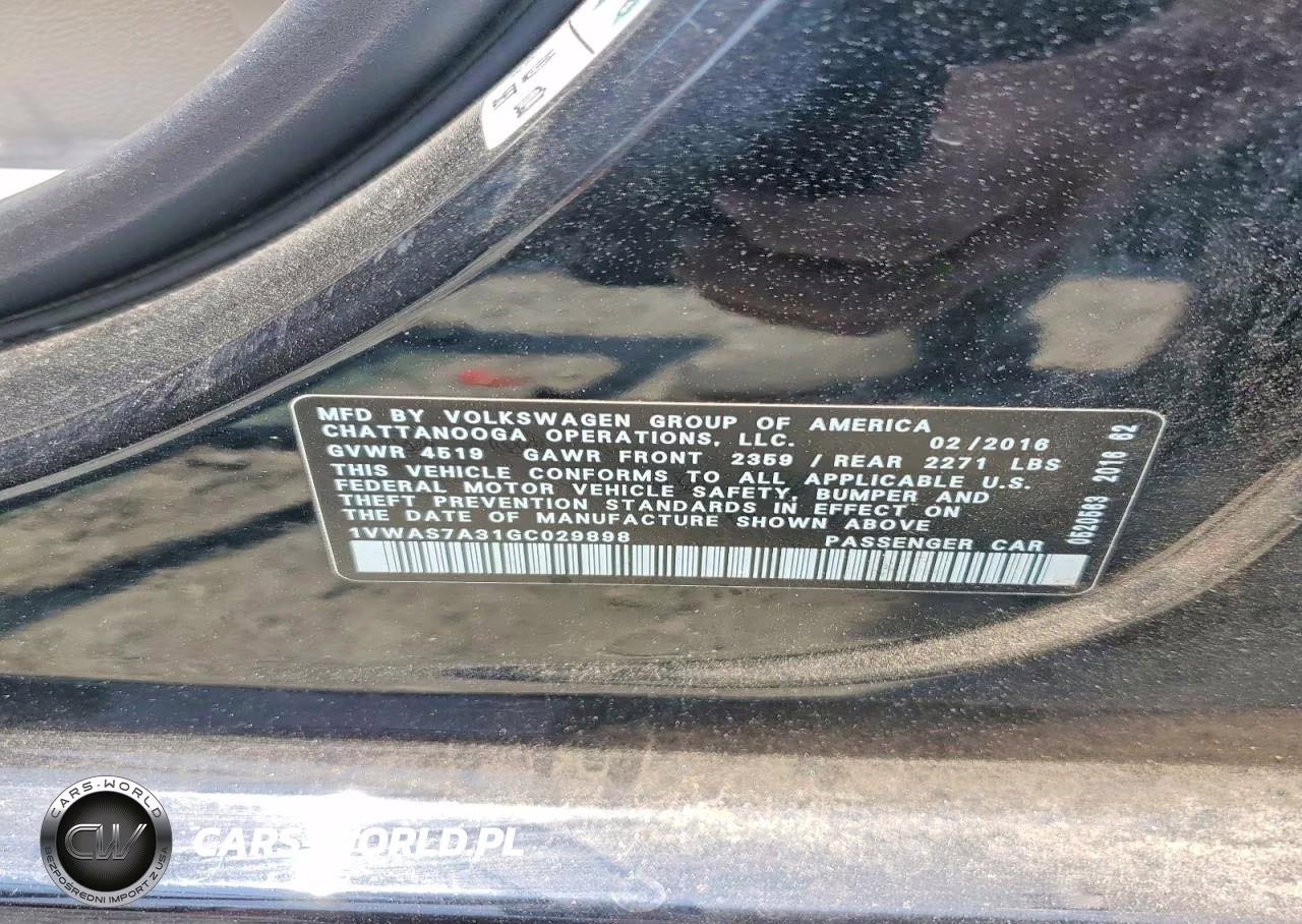 2016 Volkswagen Passat S VIN:1VWAS7A31GC029898 - 13