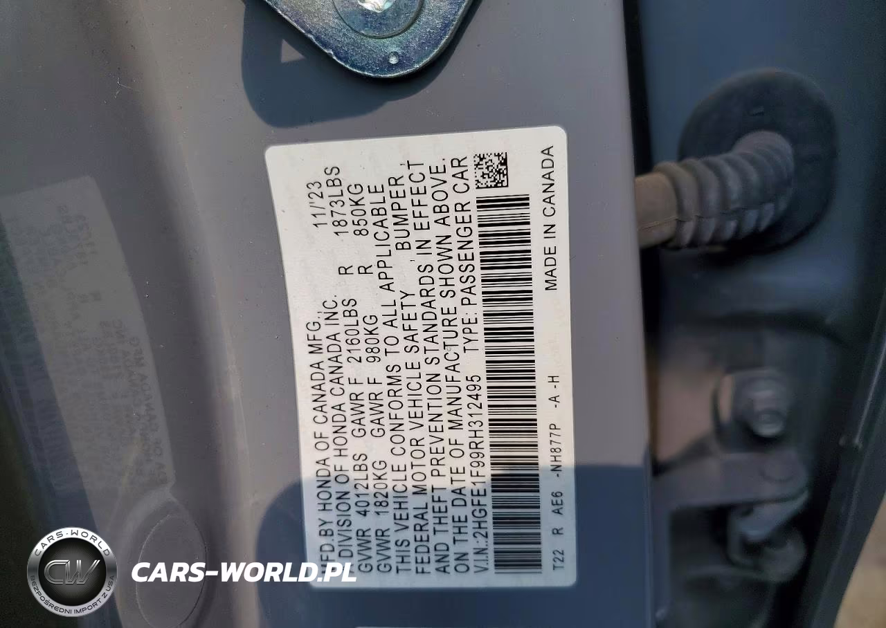 2024 Honda Civic Touring VIN:2HGFE1F99RH312495 - 13