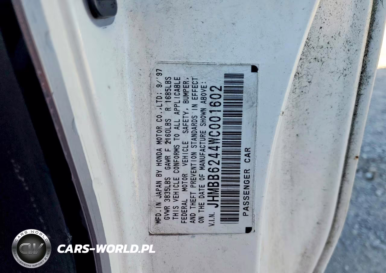 1998 Honda Prelude VIN:JHMBB6244WC001602 - 13
