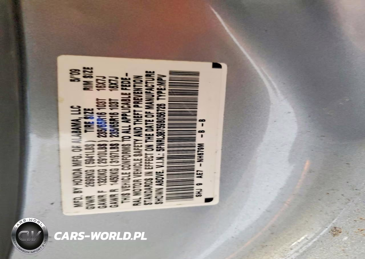 2009 Honda Odyssey Exl VIN:5FNRL38759B056726 - 13