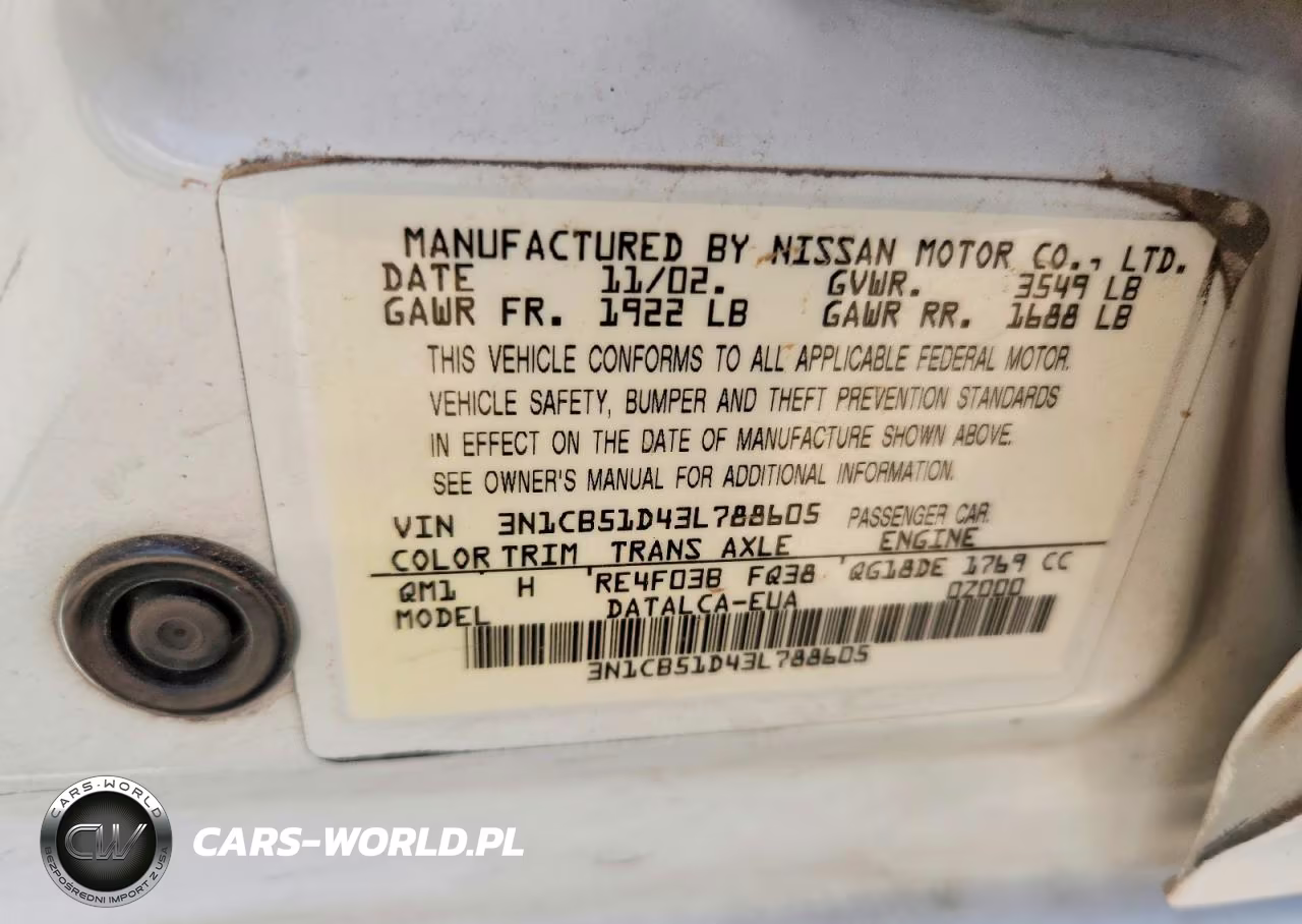 2003 Nissan Sentra Xe VIN:3N1CB51D43L788605 - 13