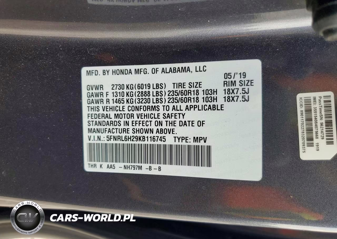 2019 Honda Odyssey Lx VIN:5FNRL6H29KB116745 - 13