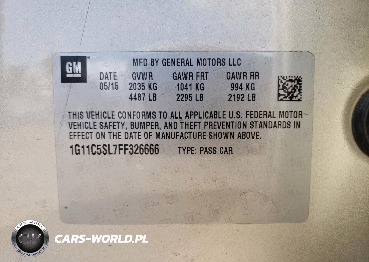 2015 Chevrolet Malibu 1Lt VIN:1G11C5SL7FF326666 - 13