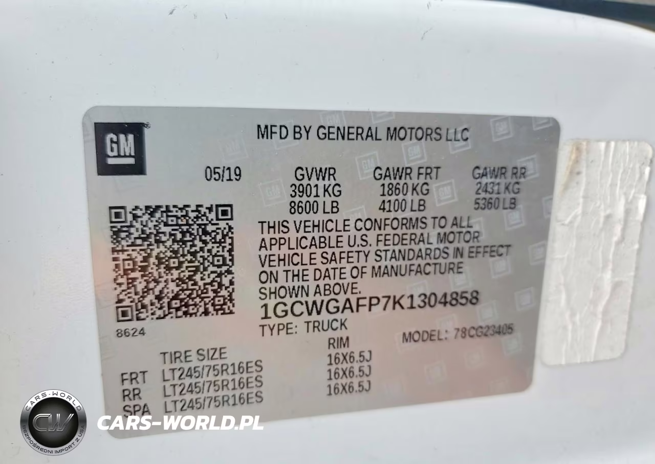 2019 Chevrolet Express G2500 VIN:1GCWGAFP7K1304858 - 13