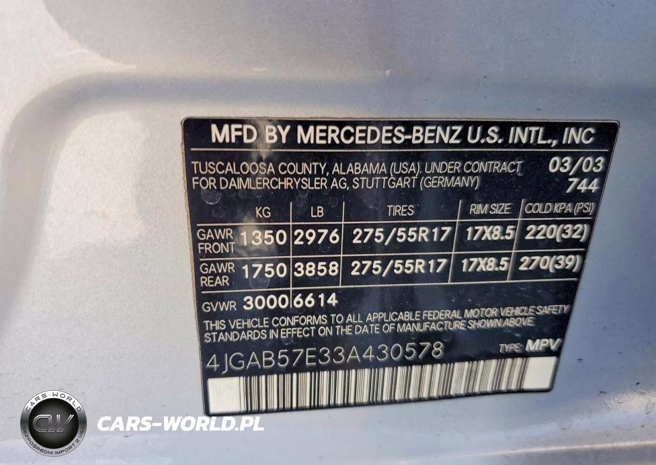 2003 Mercedes-Benz Ml 350 VIN:4JGAB57E33A430578 - 13