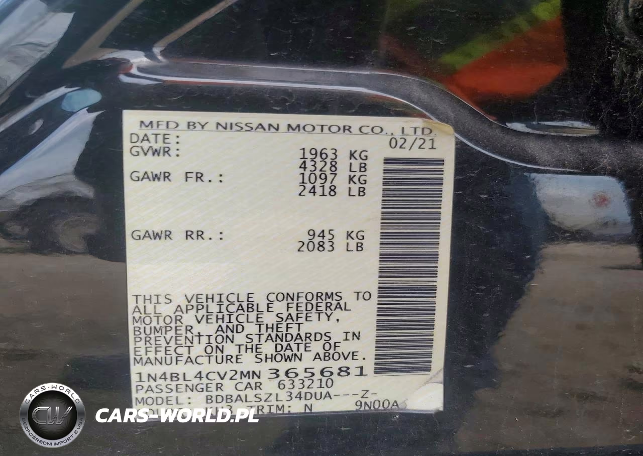 2021 Nissan Altima Sr VIN:1N4BL4CV2MN365681 - 12