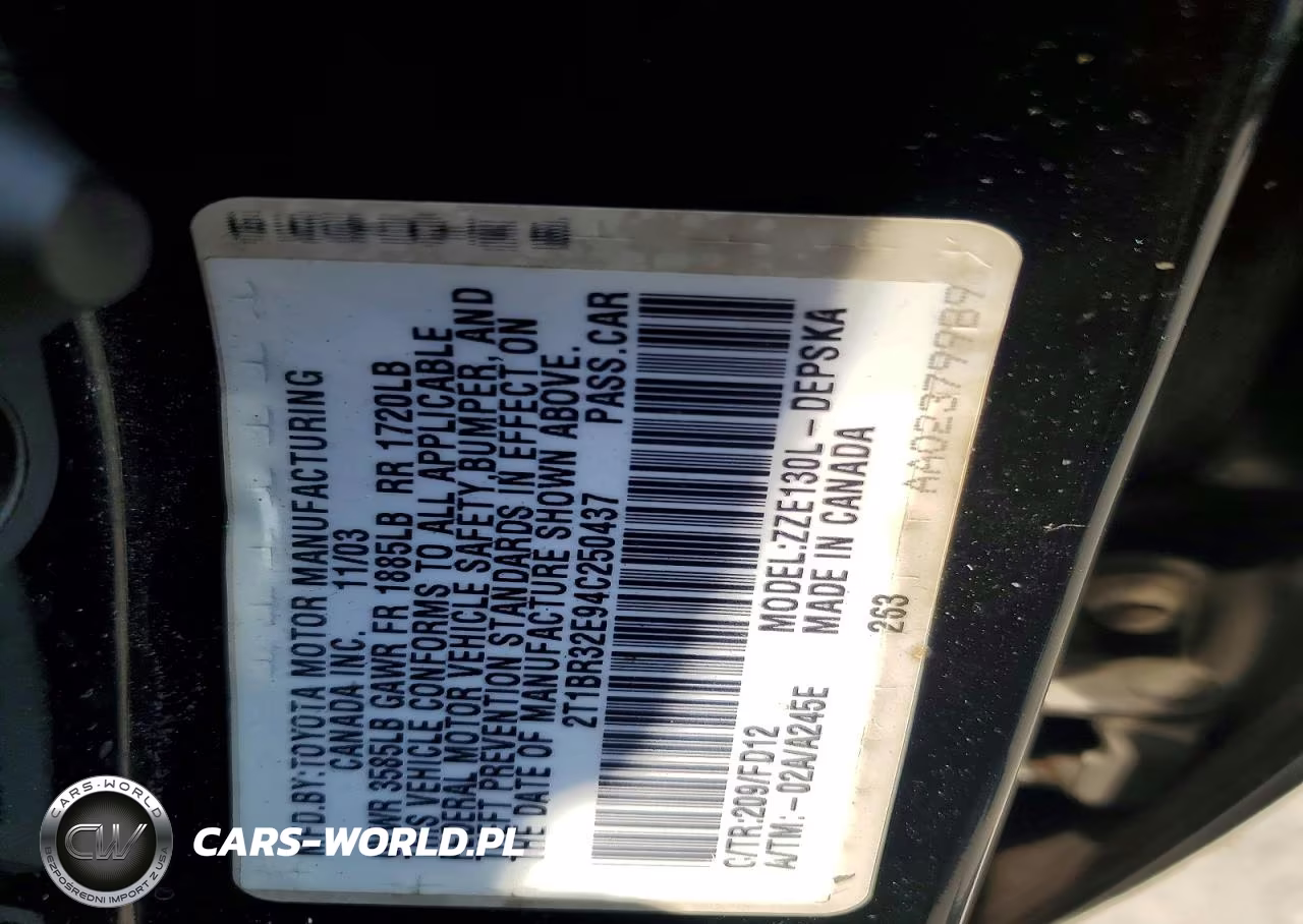 2004 Toyota Corolla S VIN:2T1BR32E94C250437 - 12