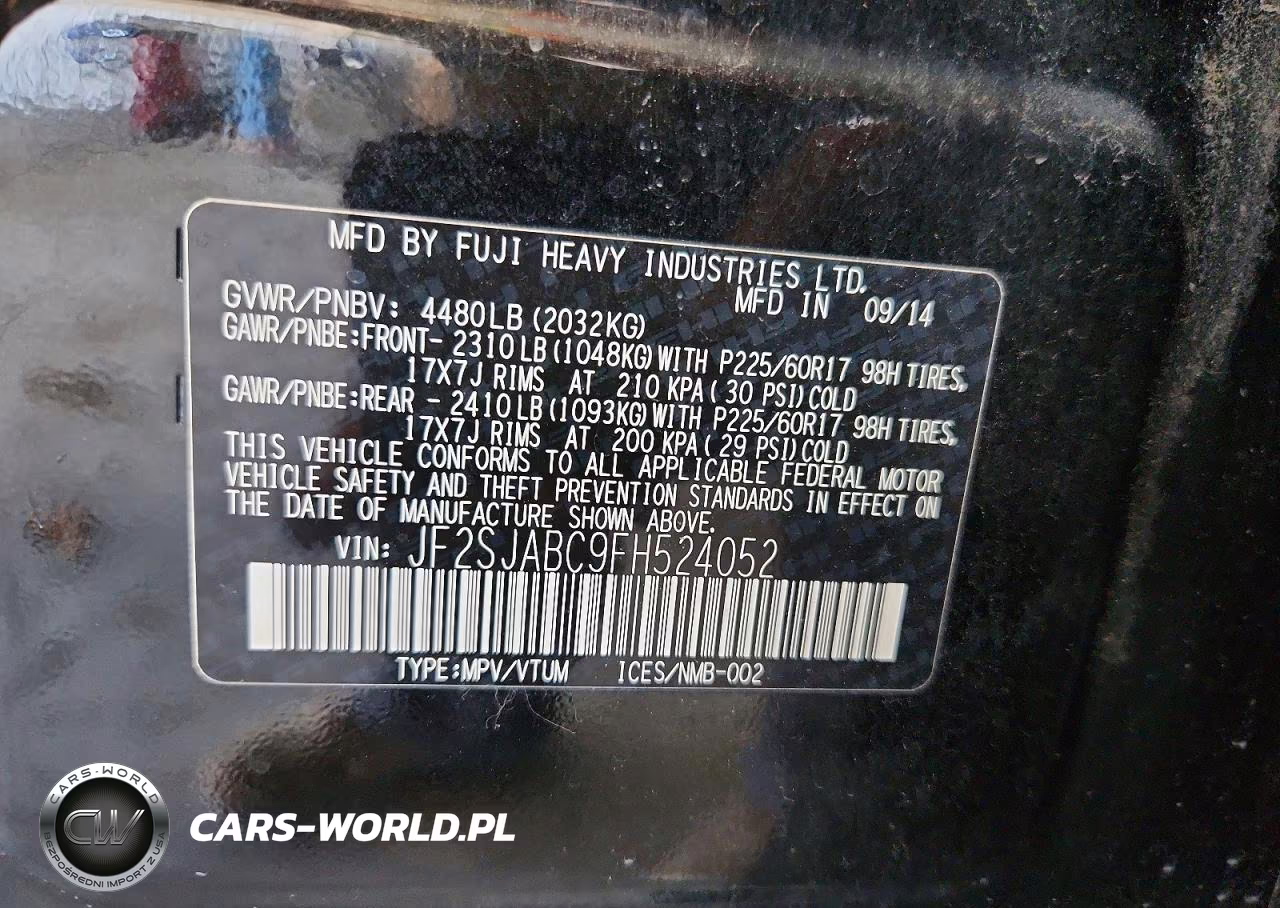 2015 Subaru Forester 2.5I VIN:JF2SJABC9FH524052 - 12