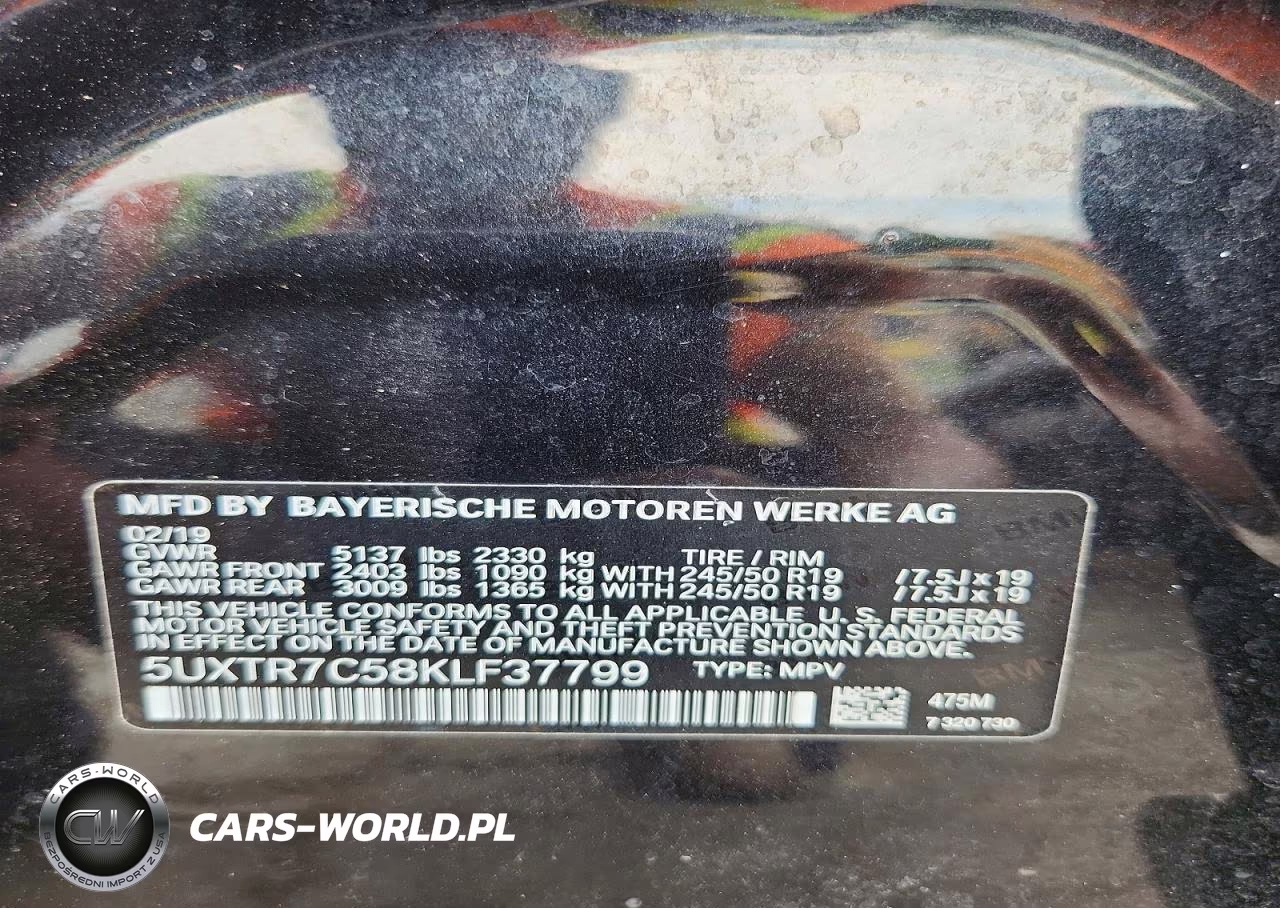 2019 BMW X3 Sdrive30I VIN:5UXTR7C58KLF37799 - 13