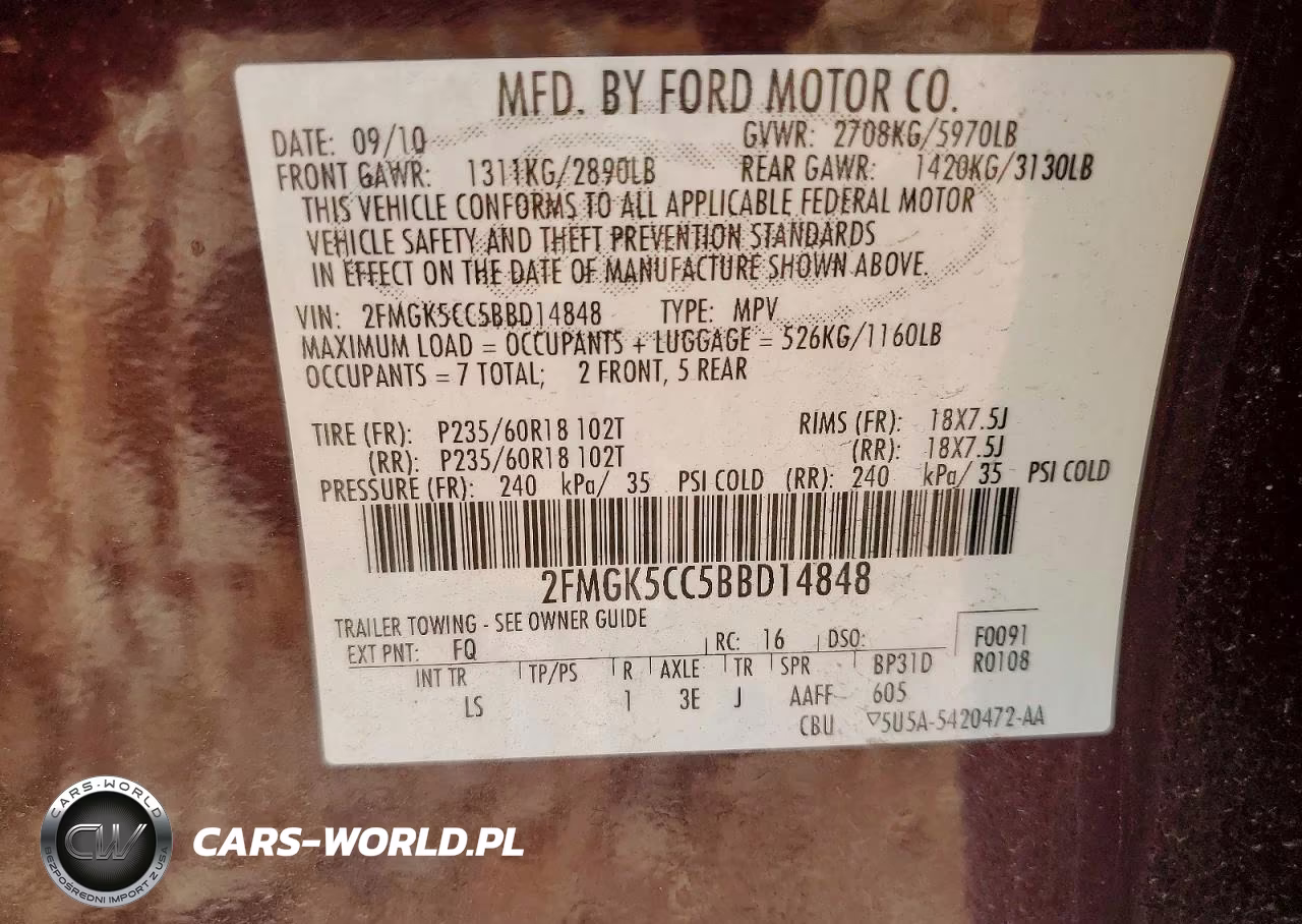 2011 Ford Flex Sel VIN:2FMGK5CC5BBD14848 - 13
