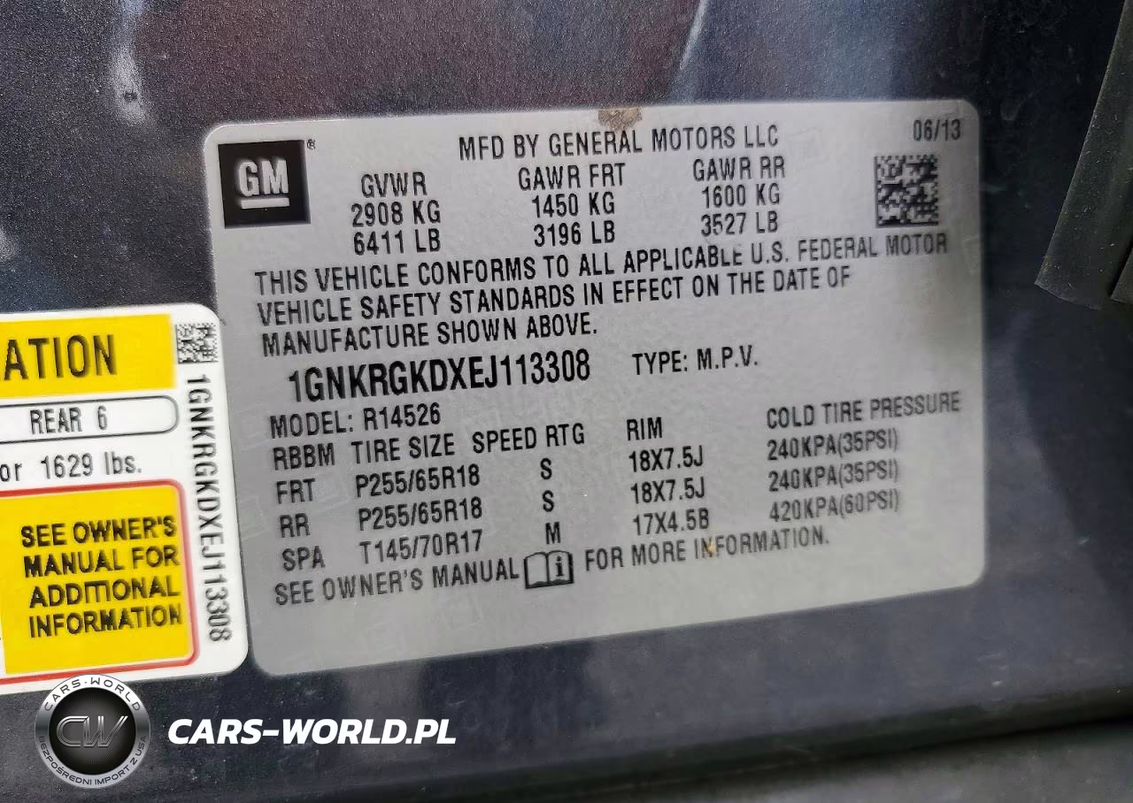 2014 Chevrolet Traverse Lt VIN:1GNKRGKDXEJ113308 - 13