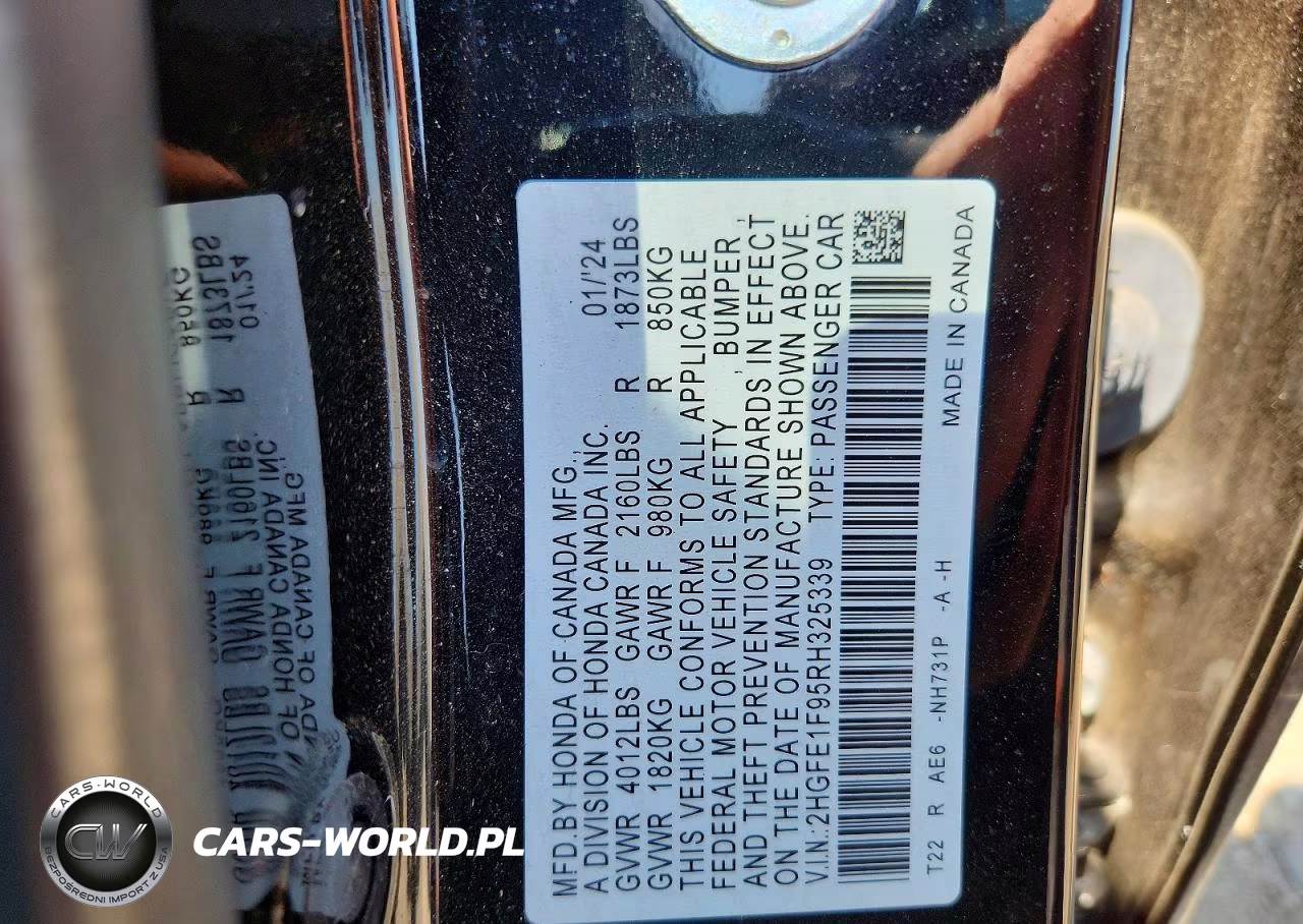 2024 Honda Civic Touring VIN:2HGFE1F95RH325339 - 12