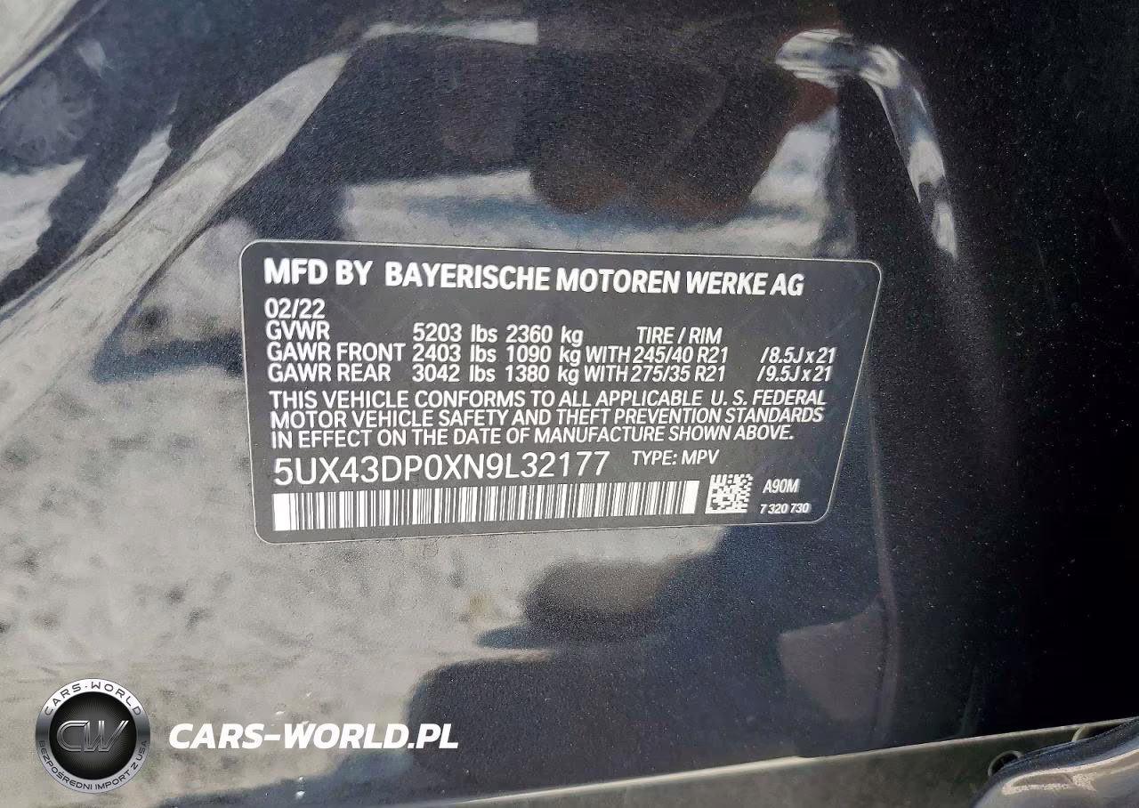 2022 BMW X3 Sdrive30I VIN:5UX43DP0XN9L32177 - 14