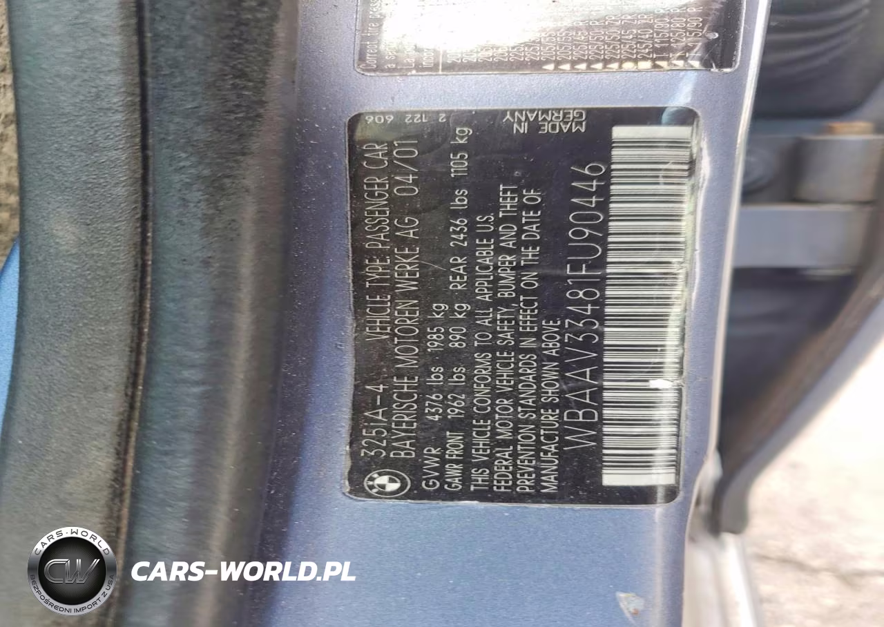 2001 BMW 325 I VIN:WBAAV33481FU90446 - 12