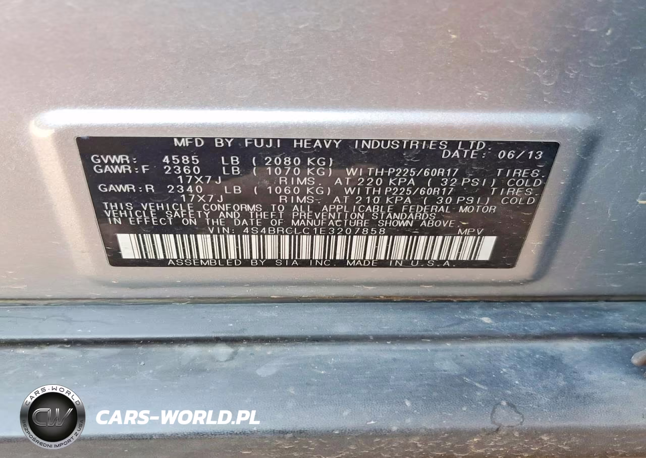 2014 Subaru Outback 2.5I Limited VIN:4S4BRCLC1E3207858 - 12