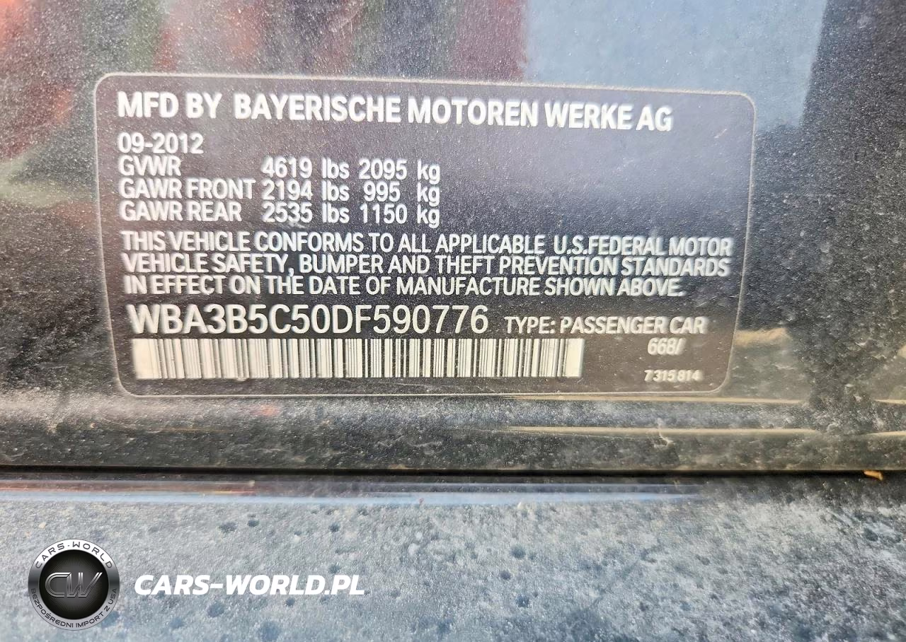 2013 BMW 328 Xi Sulev VIN:WBA3B5C50DF590776 - 12