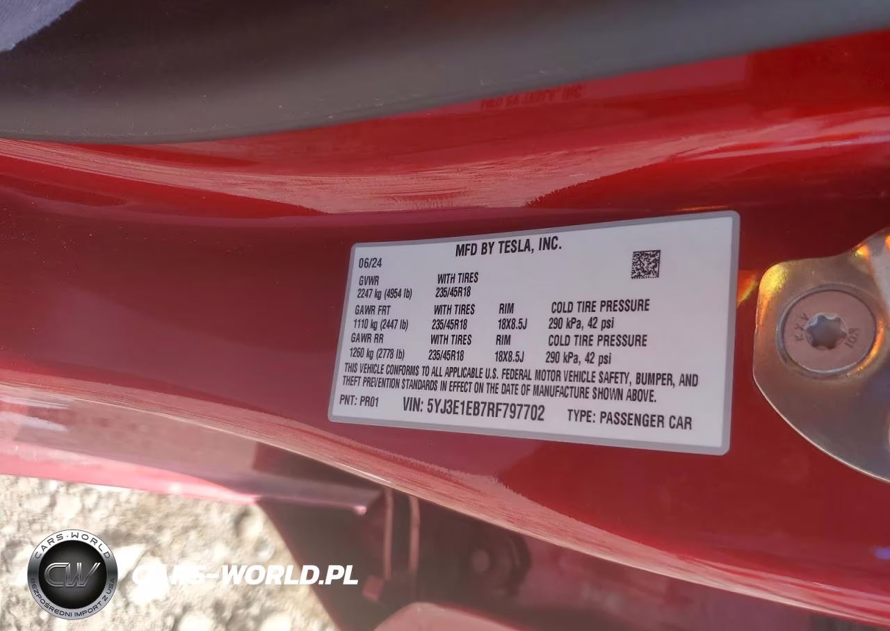 2024 Tesla Model 3 VIN:5YJ3E1EB7RF797702 - 12