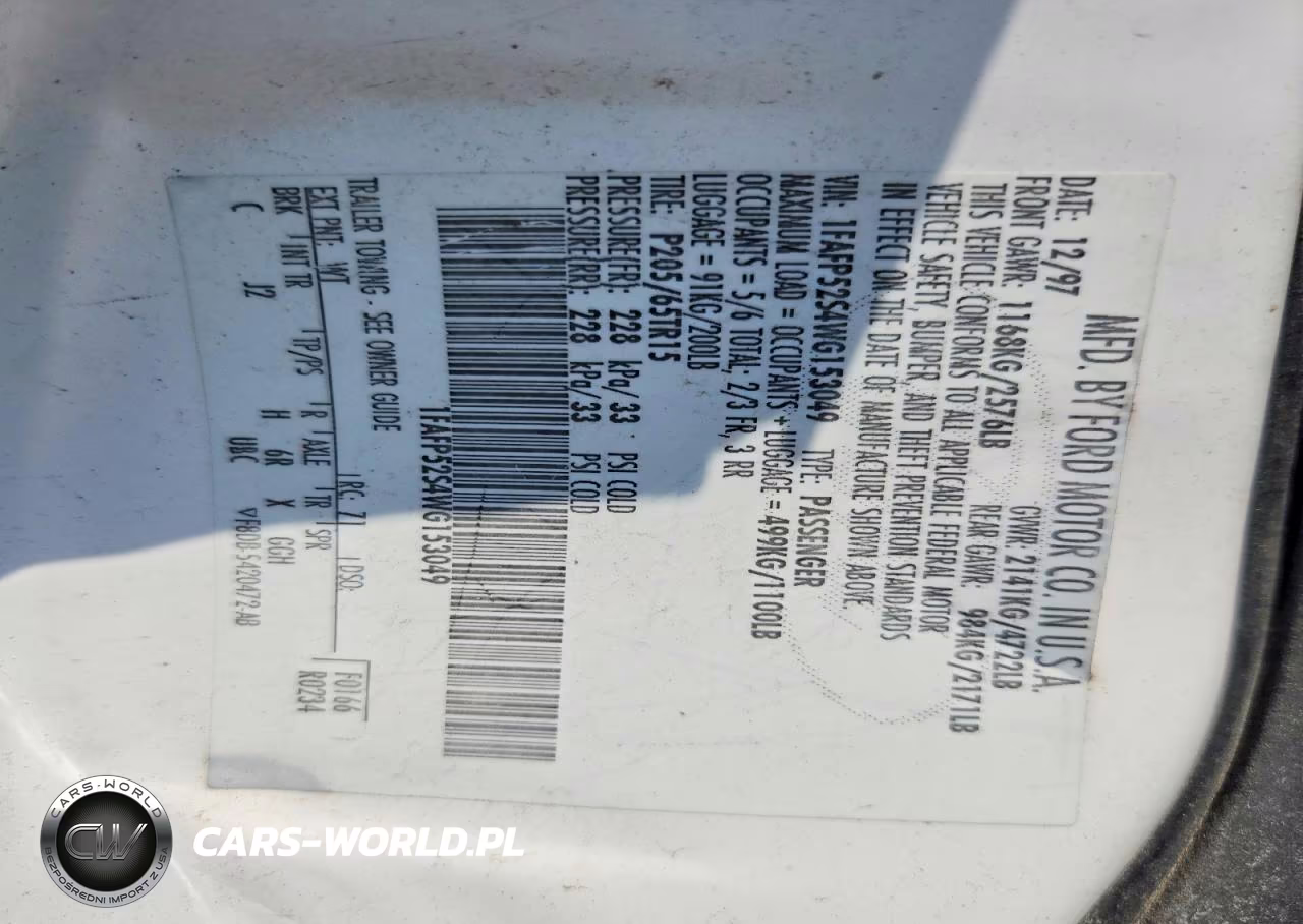 1998 Ford Taurus Lx VIN:1FAFP52S4WG153049 - 12