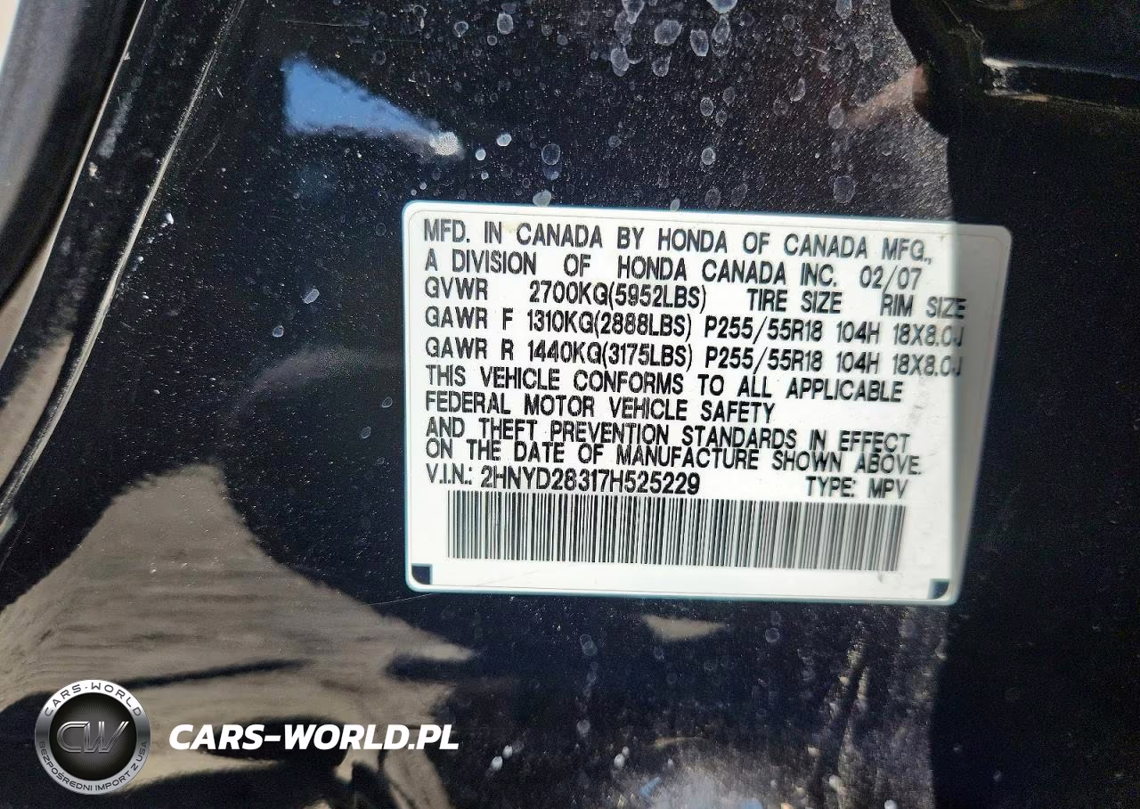 2007 Acura Mdx 4D 4Wd VIN:2HNYD28317H525229 - 13
