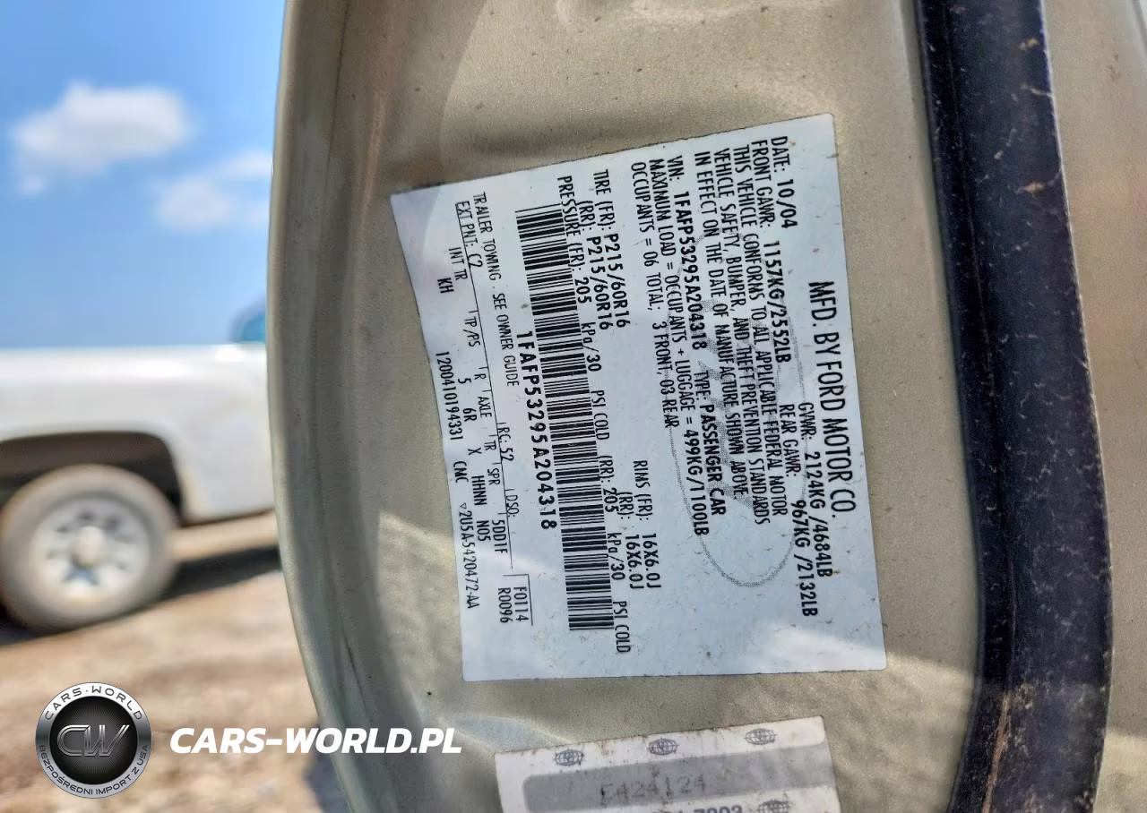 2005 Ford Taurus Se VIN:1FAFP53295A204318 - 12