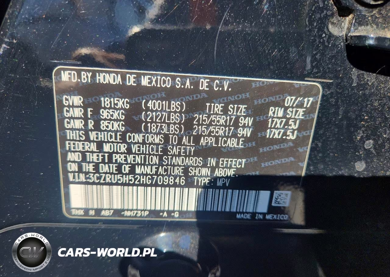 2017 Honda Hr-V Ex VIN:3CZRU5H52HG709846 - 13
