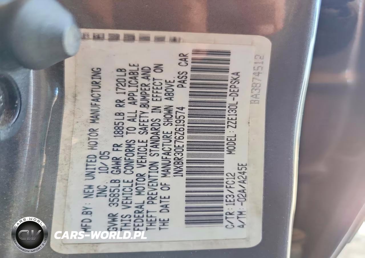 2006 Toyota Corolla S VIN:1NXBR30E76Z619574 - 12