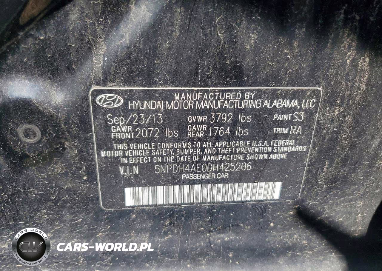 2013 Hyundai Elantra Gls VIN:5NPDH4AE0DH425206 - 12