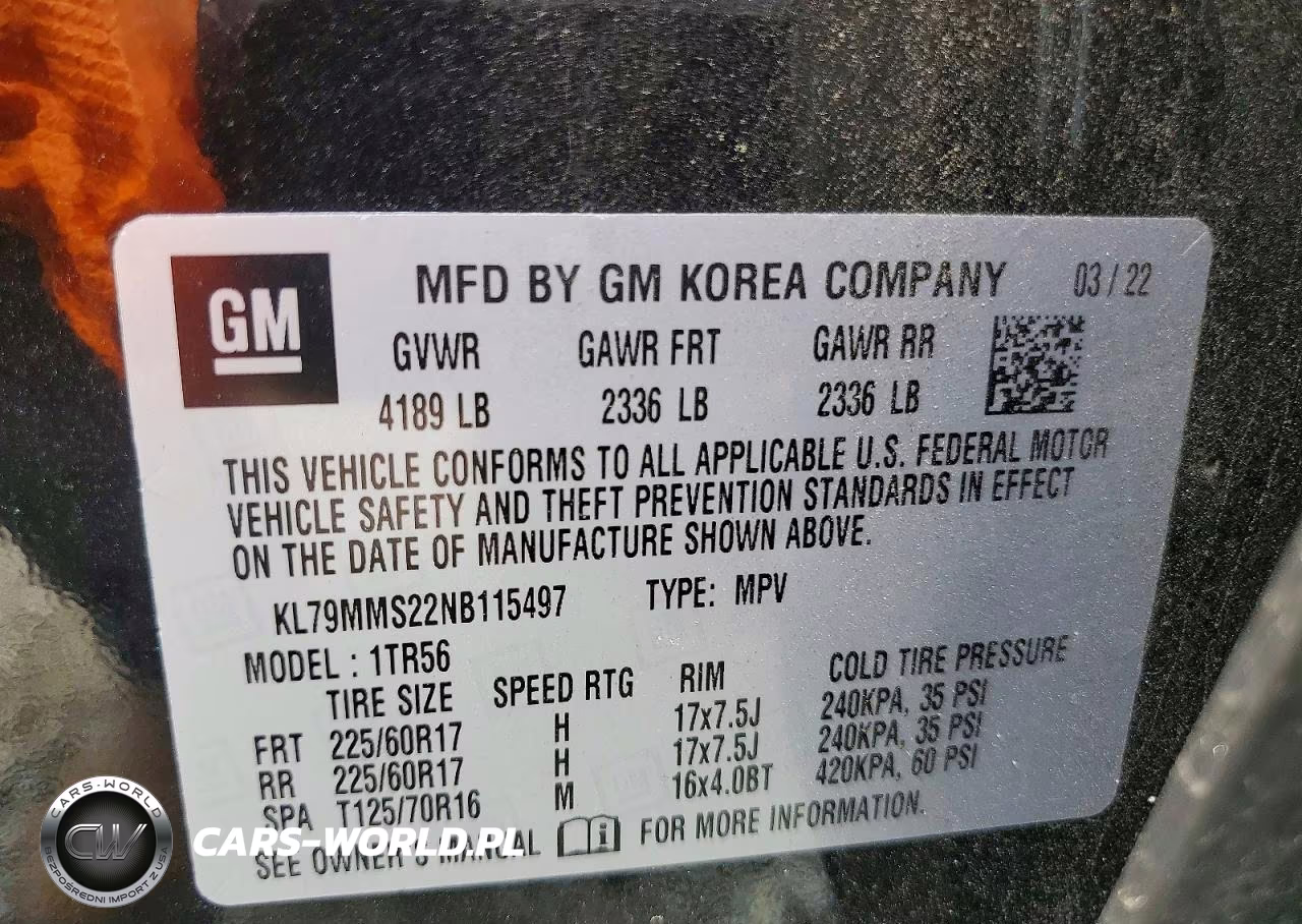 2022 Chevrolet Trailblazer Ls VIN:KL79MMS22NB115497 - 12