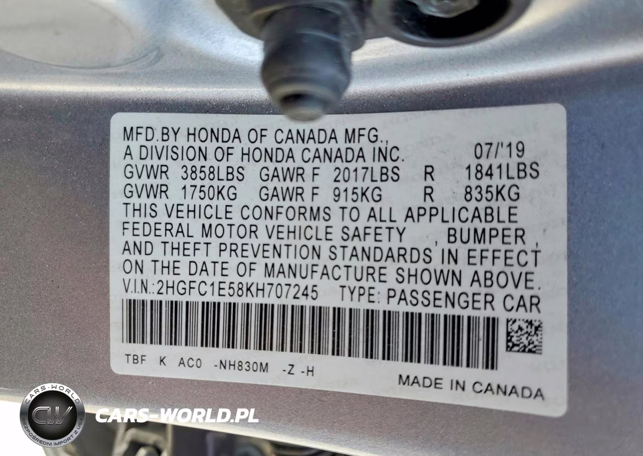 2019 Honda Civic Si VIN:2HGFC1E58KH707245 - 12