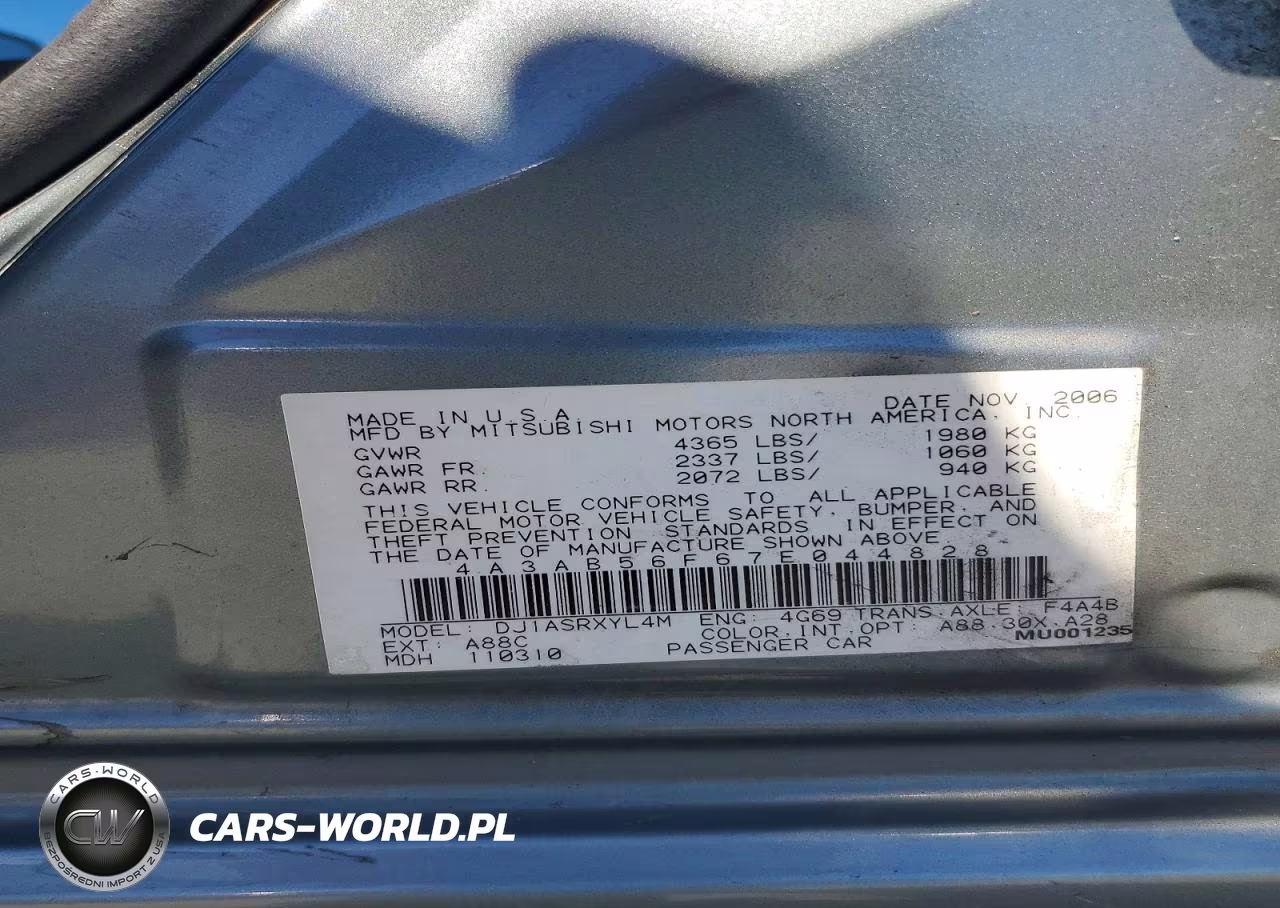 2007 Mitsubishi Galant Es Premium VIN:4A3AB56F67E044828 - 12