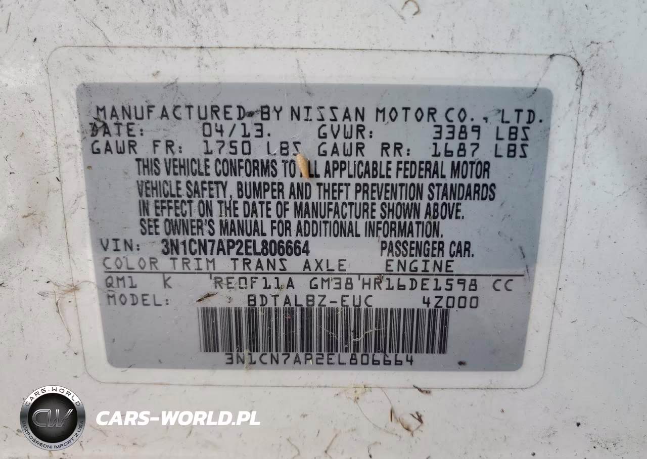 2014 Niss Versa VIN:3N1CN7AP2EL806664 - 12