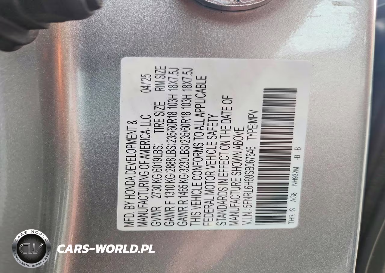 2025 Honda Odyssey Exl VIN:5FNRL6H69SB067646 - 14