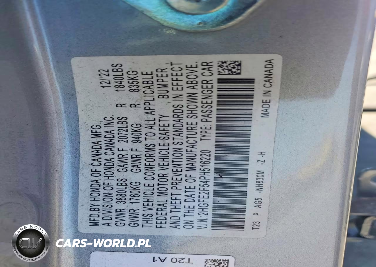 2023 Honda Civic Sport VIN:2HGFE2F54PH516220 - 12