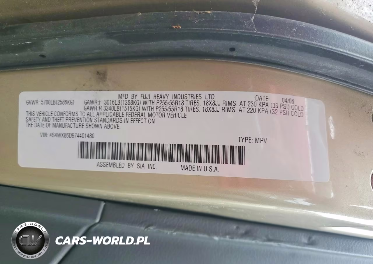 2007 Subaru B9 Tribeca 3.0 H6 VIN:4S4WX86D974401480 - 13