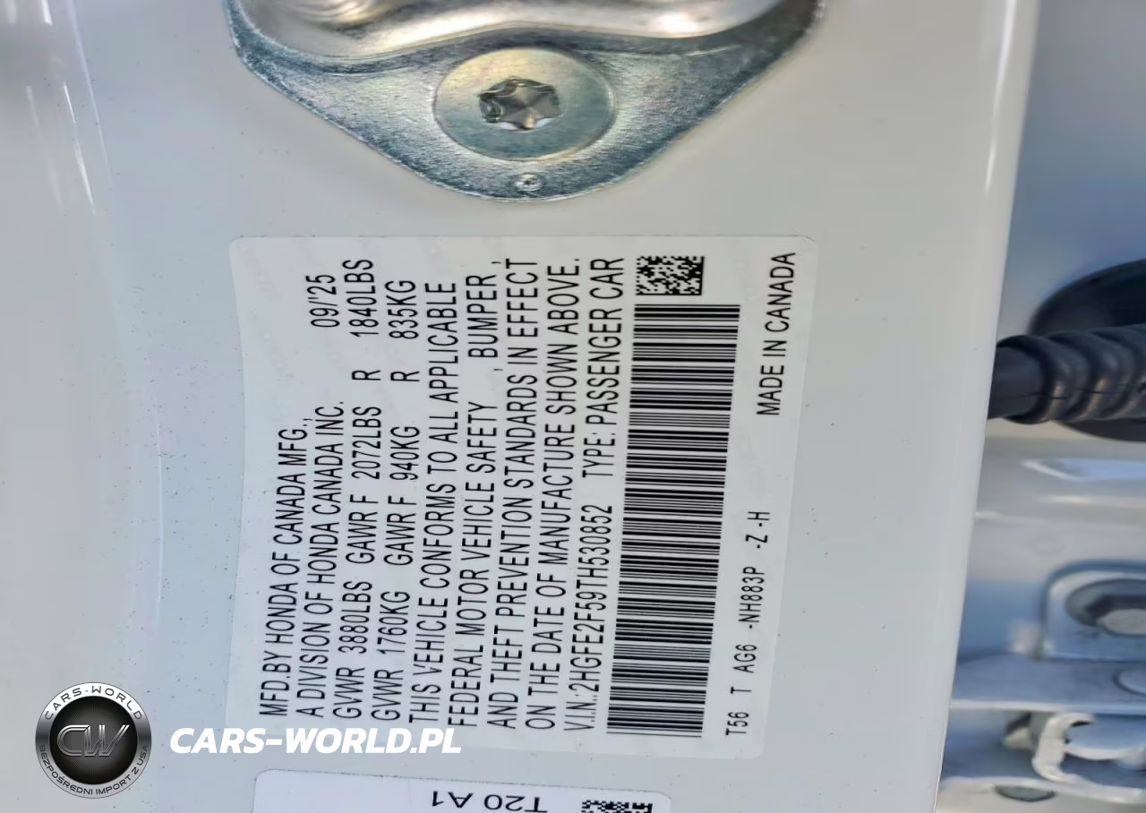 2026 Honda Civic Sport VIN:2HGFE2F59TH530852 - 12