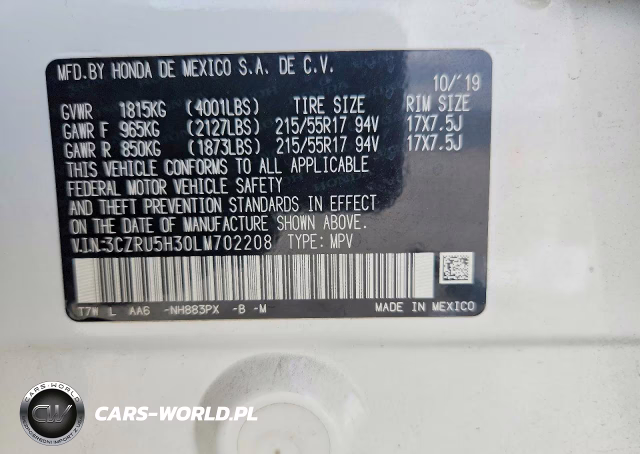 2020 Honda Hr-V Lx VIN:3CZRU5H30LM702208 - 13
