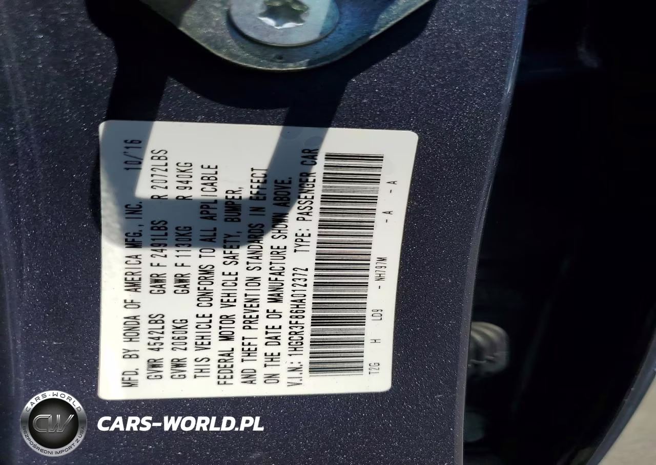 2017 Honda Accord Exl VIN:1HGCR3F86HA012372 - 13