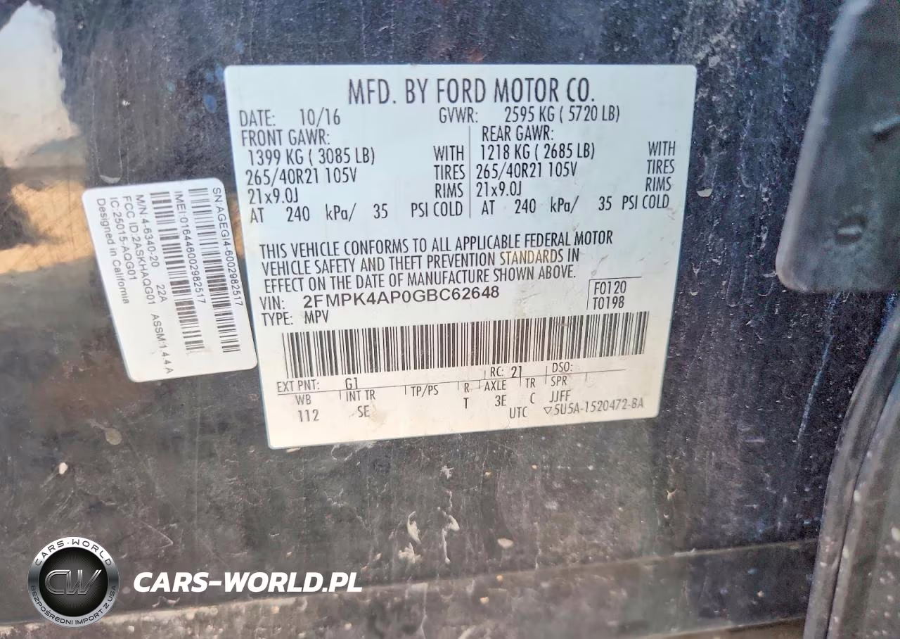 2016 Ford Edge Sport VIN:2FMPK4AP0GBC62648 - 12